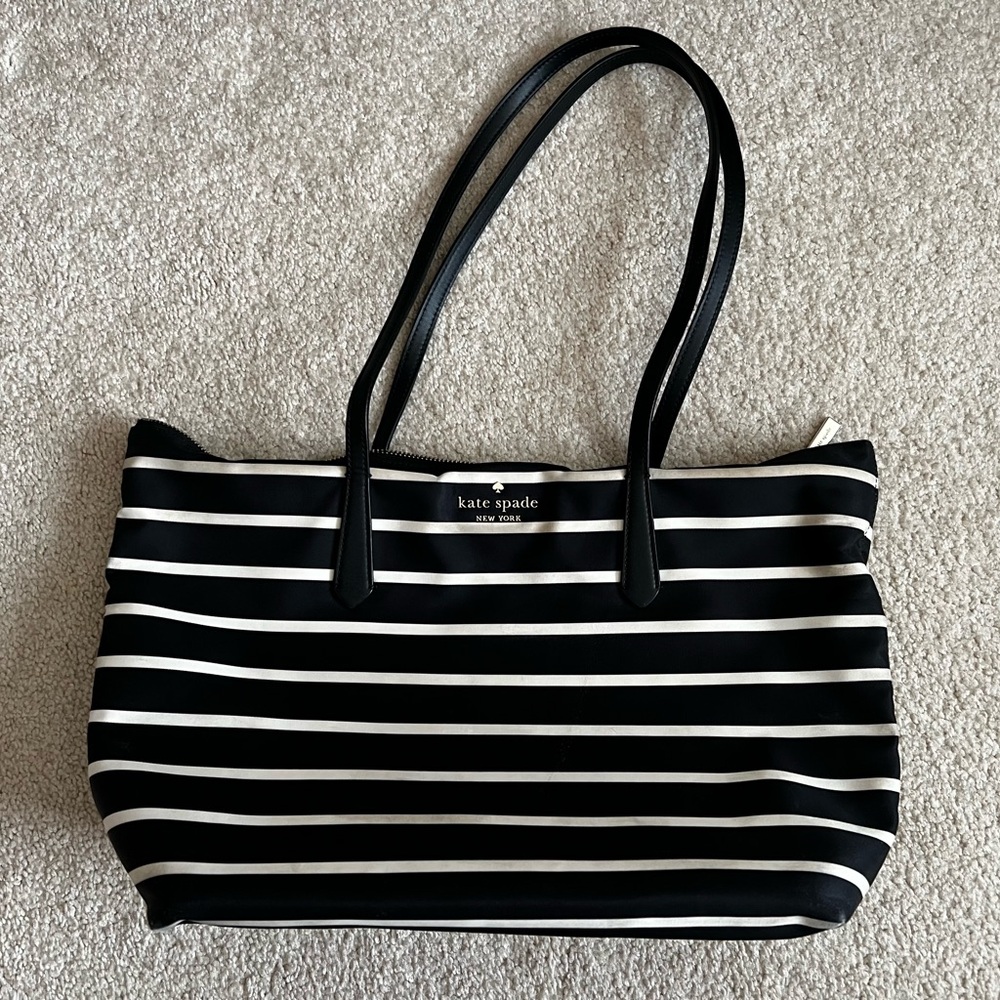 Kate Spade Black and White Striped Tote